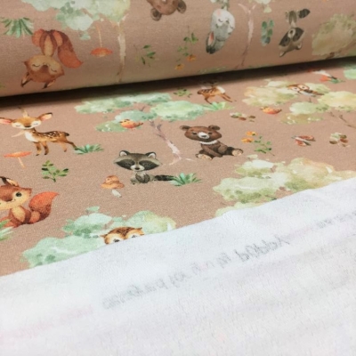 French Terry digital | Baby Waldtiere | Beige Sand